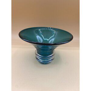 WENDY HANNAM Cobalt Teal Blue 4” Bowl Vase Jam Factory Australia Art Glass